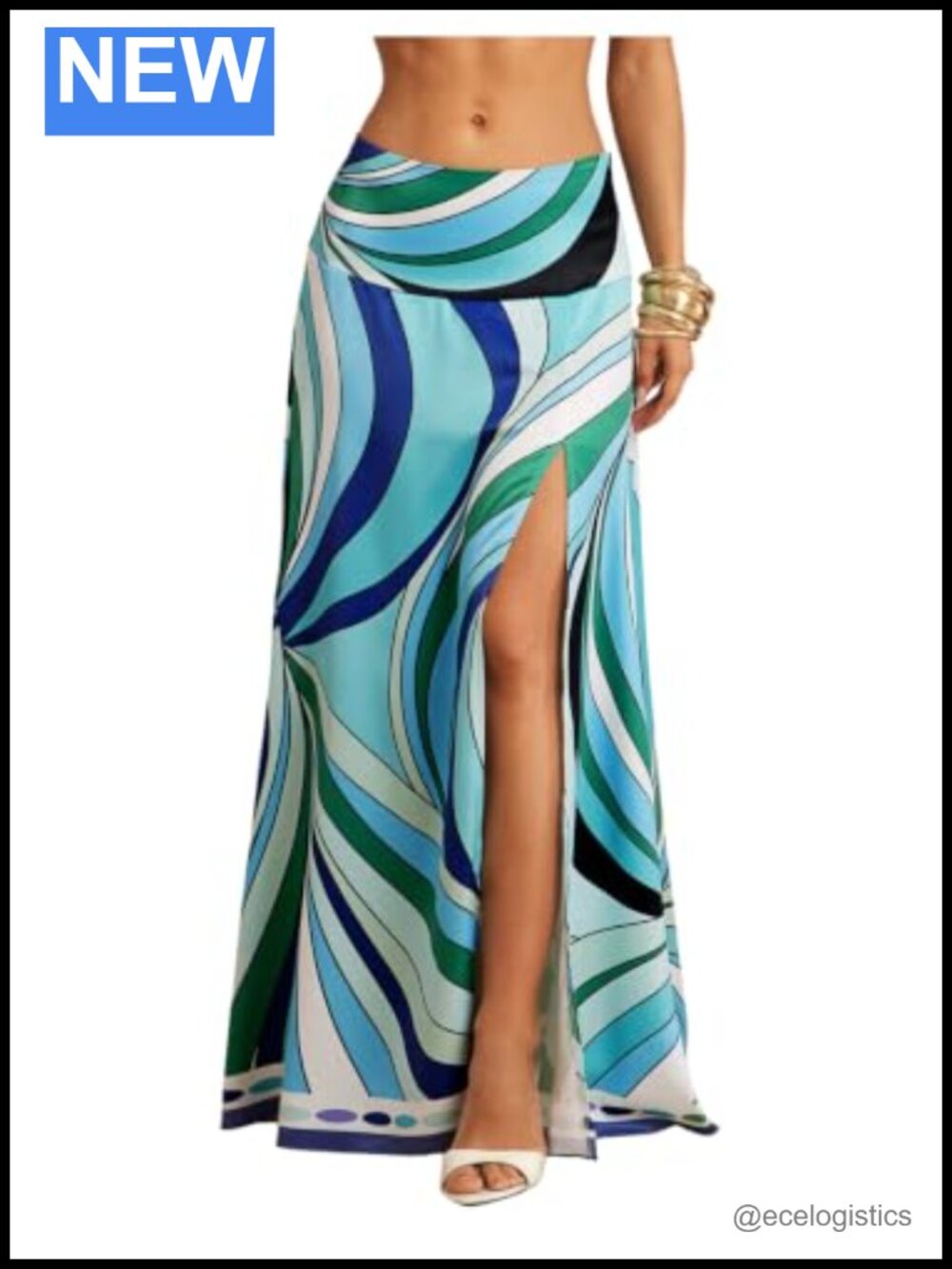 Women's Graphic Maxi Skirt High Slit Low Rise Flowy Beach Vacation A Line